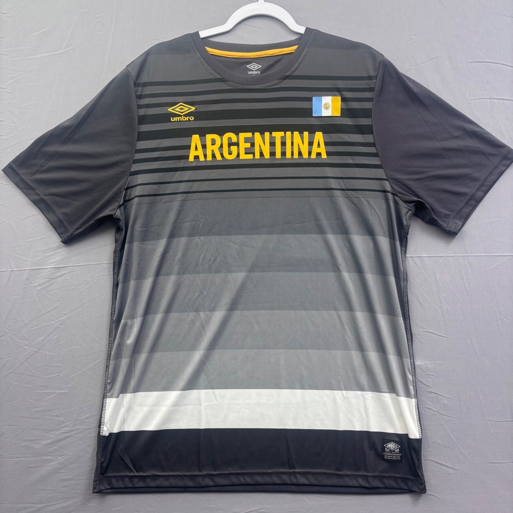 Umbro Argentina Mens XL Soccer Training Jersey Gray Gradient‎ Short Sleeve Shirt